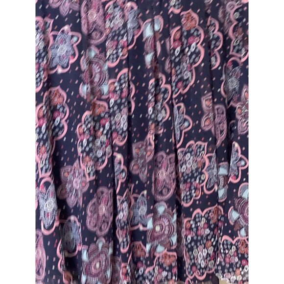 Lane Bryant Womens Floral Short Sleeve Navy Top Size 12 Boho Lagenlook - Picture 7 of 10